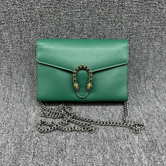 GUCCI Dionysus Green Leather Shoulder Bag 650-032625 - Picture 2 of 16